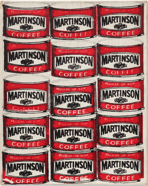 coffee painting: Andy Warhol, Martinson Coffee, 1962. Christie’s.
